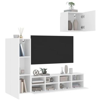 Berkfield Home 4 Piece TV Wall Units White Engineered Wood