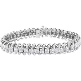 House of Brilliance 14K White Gold 5.0 Cttw Diamond Wavy S-Link Tennis Bracelet at Nordstrom
