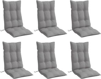 vidaXL Cojines De Silla Con Respaldo Alto 6 Uds Tela Oxford Gris Vidaxl