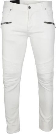 Balmain Slim Fit Witte Jeans - Heren - Slim Fit Jeans - Wit - W32 - Katoen - Jeans