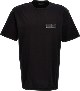 Balmain Mens Logo Patch T-Shirt in Black