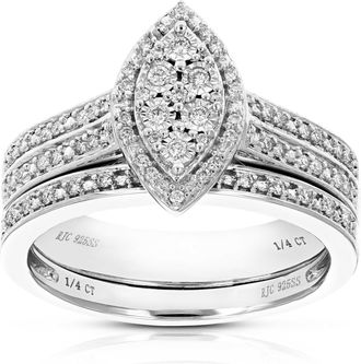 Vir Jewels 1/4 cttw Lab Grown Diamond Wedding Bridal Set in Sterling Silver For Women