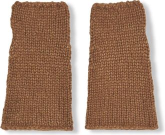 Cortana Circ- baby alpaca en zijden mouwen - Dames - Handschoenen - Bruin - ONE Size - Wol - Accessoires