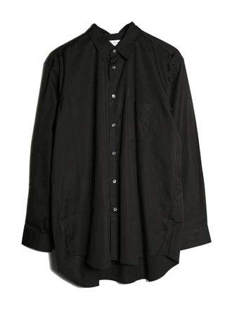 Comme Des Gar&ccedil;ons curved-hem wool shirt - Zwart