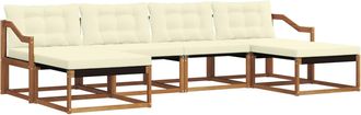 vidaXL Conjunto De Sof&aacute;s De Exterior 6 Uds. Natural Y Crema Vidaxl