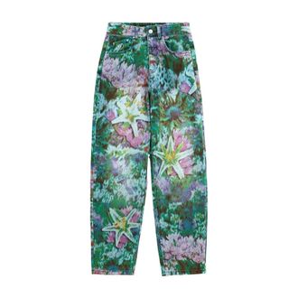 Desigual Loose-fit Jeans, female, Multicolor, Size: XS Floral Pattern Jeans with Zip and Button Fastening