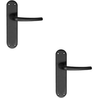 Loops 2x PAIR Slim Round Bar Handle on Shaped Latch Backplate 185 x 40mm Matt Black