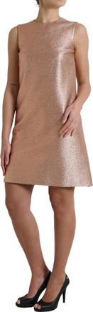 Dolce & Gabbana Womens Pink Jacquard Sleeveless Shift Mini Dress Cotton Polyester