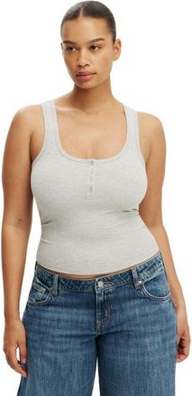 Cotton On Womens Henley Rib Tank in Grey Marle at Nordstrom, Size Xx-Small