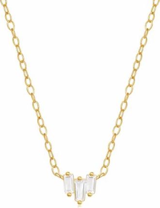 Hollywood Sensation Starling Dainty Necklace with Three Emerald Cut Cubic Zirconia Stones in Gold at Nordstrom
