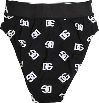 Dolce & Gabbana Womens White Black Logo Waistband Midi Brief Underwear And Elastane Nylon Clothing