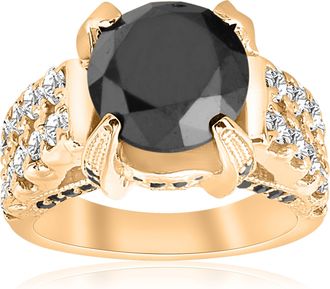 Pompeii3 5 5/8ct Black & White Diamond Ring 14K Yellow Gold