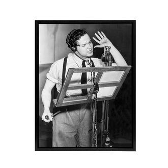 Artery8 Actor Orson Welles Studio Photograph Framed Canvas Wall Art Print in Grey | Size: W24 x H32
