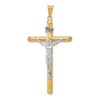 Diamond2Deal 14k Two-tone Gold Polished Crucifix Pendant