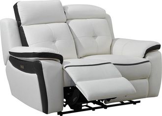 Vente-Unique Divano 2 posti relax elettrico in pelle Bianco e antracite - ANGELIQUE