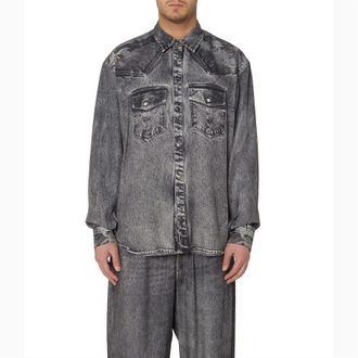 Diesel Heren Gils Denim Overhemd (Zwart/Grijs)