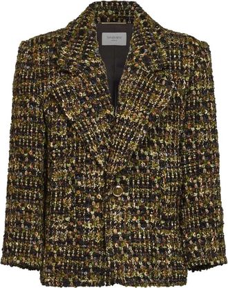 Saint Laurent Single-breasted Jacket in Tweed - female - Saint Laurent - Tweed Jackets - Green - 2XS - Jackets