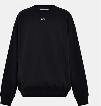 Off-white Mens Embroidered Crew Neck Ribbed Collar Long Sleeve Sweatshirt - Black/Multi - Size: 34