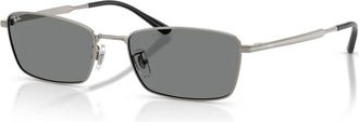 Ray-Ban Rechthoekige Zonnebril - unisex - Accessoires - Grijs - Maat: 55 MM
