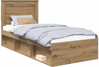 vidaXL Estructura De Cama Con Cabecera Roble Artesanal 100 X 200 Cm Vidaxl