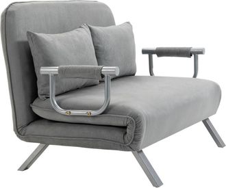 HOMCOM Divano Letto con Seduta Regolabile in 5 Posizioni e Cuscini Grigio Chiaro - Homcom