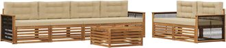 vidaXL Set Di Divani Da Esterno 7 Pz Naturale E Beige Vidaxl