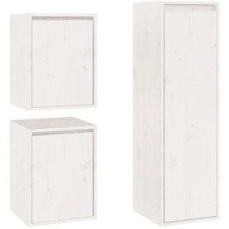 vidaXL Vidaxl - Muebles Para Tv 3 Piezas Madera Maciza De Pino Blanco