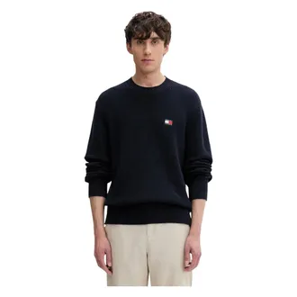 Tommy Jeans Round-neck Knitwear, male, Blue, Size: 2XL Crew Neck Sweatshirt