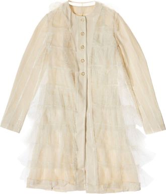 Uma Wang layered single-breasted coat - women - Cotton/Acetate - S - Neutrals