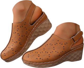 Generic Comfortable Closed Toe Sandals Women Dressy Summer Pointed Toe Ankle Ankle Strap Wedges Heels Pumps Casual Cork Espadrilles Wedge Sandals for Women Pl