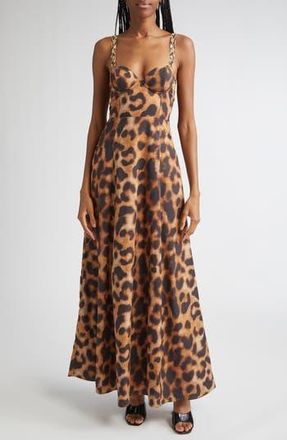 L'agence Sutton Leopard Print Gown in Tan/Black Leopard Print at Nordstrom Rack, Size 10