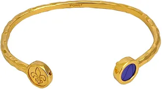 Les N&eacute;r&eacute;ides Stone And Lily Flower - Power - Semi-rigid Good Luck Token Bracelet, Size Large