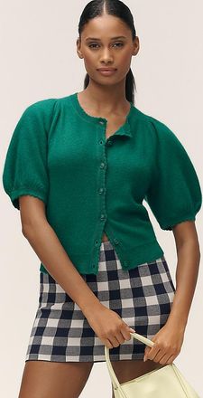 Maeve Puff-Sleeve Cashmere Cardigan Sweater