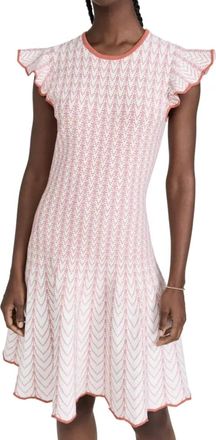 Shoshanna Callie Knit Dress In White/terracotta