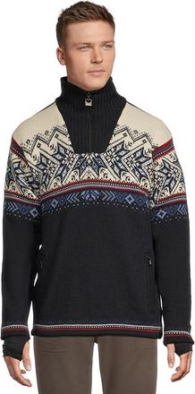 Dale of Norway Vail WP Masc Sweater Mens Short Sleeve Pullover Navy/Red/Offwhite/Indigo Blue : MD, Wool