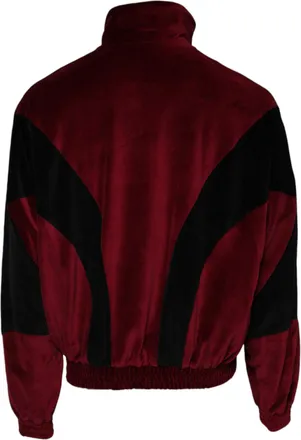Dolce & Gabbana Red Black Cotton Logo FullZip Bomber Mens Jacket