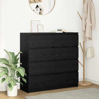 vidaXL Vidaxl - Aparador De Madera De Roble Negro 100x35x99 Cm