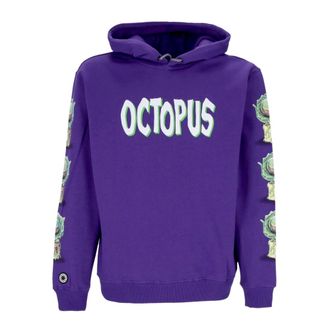 Octopus Hoodies, male, Purple, Size: XS Purple Mens Hoodie with Feed Me Print