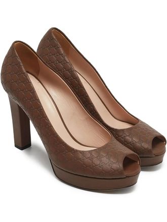 Gucci 2024 platform peep-toe pumps - Brown