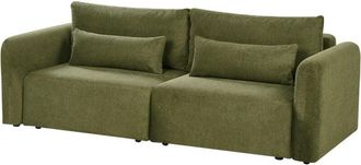 Beliani Sofa Bed 3 Seater VAXHOLM Fabric Green with Storage