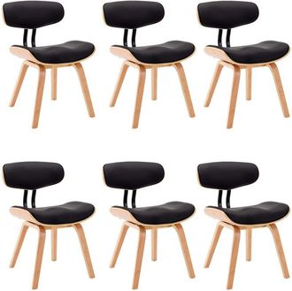 vidaXL Sillas De Comedor 6 Uds Madera Curvada Cuero Sint&eacute;tico Negro Vidaxl