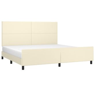 vidaXL Estructura De Cama Sin Colch&oacute;n Cuero Sint&eacute;tico Crema 200x200 Cm Vidaxl