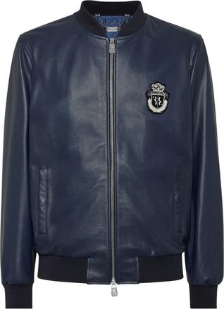 Billionaire Boys Club Nappa Leather Bomber LS - Heren - Leren en Su&egrave;de Jassen - Blauw - S - Leer - Jassen