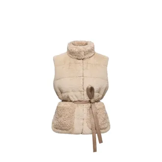 Moncler Moncler Joui Faux Fur & Teddy Down Vest, Women, Beige, Size: 3
