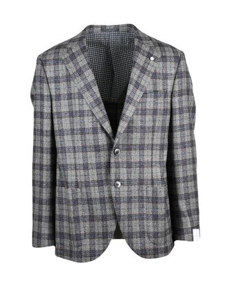 Lubiam Round Tailored Jacket in Bottle Green with Plaid Design
