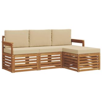 vidaXL Conjunto De Sof&aacute;s De Exterior Con Coj&iacute;n 4 Pcs Natural Y Beige Vidaxl