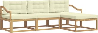 vidaXL Conjunto De Sof&aacute;s De Exterior 4 Uds. Blanco Y Crema Poli&eacute;ster Vidaxl
