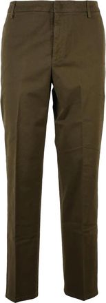 Dondup Military Green James Straight-Leg Stretch Cotton Trousers