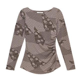 Maliparmi Maliparmi - Moza&iuml;ek Kimono T-shirt - Dames - Tops - Grijs - Maat: S Viscose