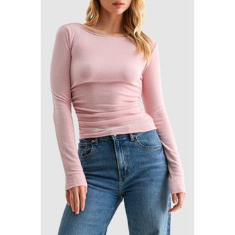 Lush Side Cinched Long Sleeve Top in Light Pink at Nordstrom Rack, Size X-Small